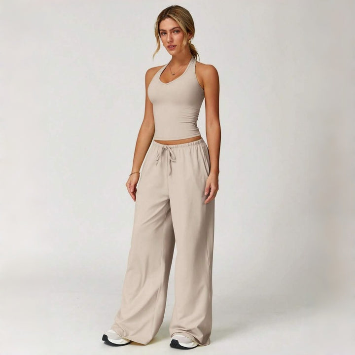 Strappy Back Wide Leg Athleisure Set