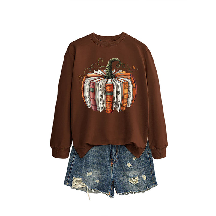 Pumpkin Book Pattern Casual Sweatshirt