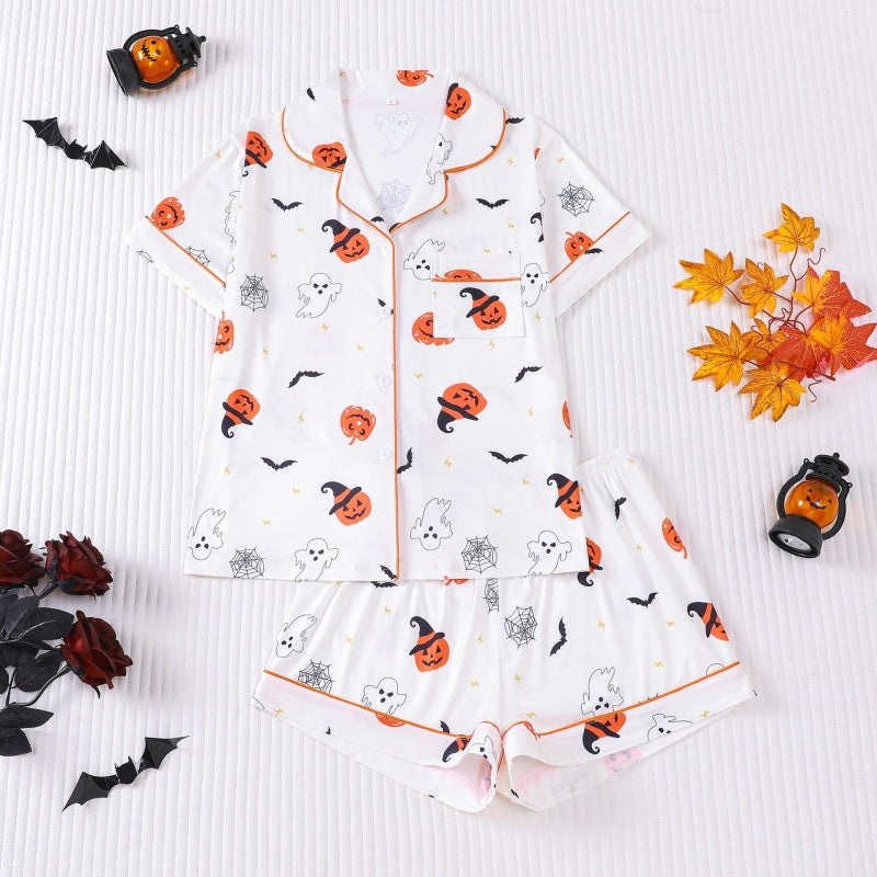 Halloween Button Shorts Pajama Set