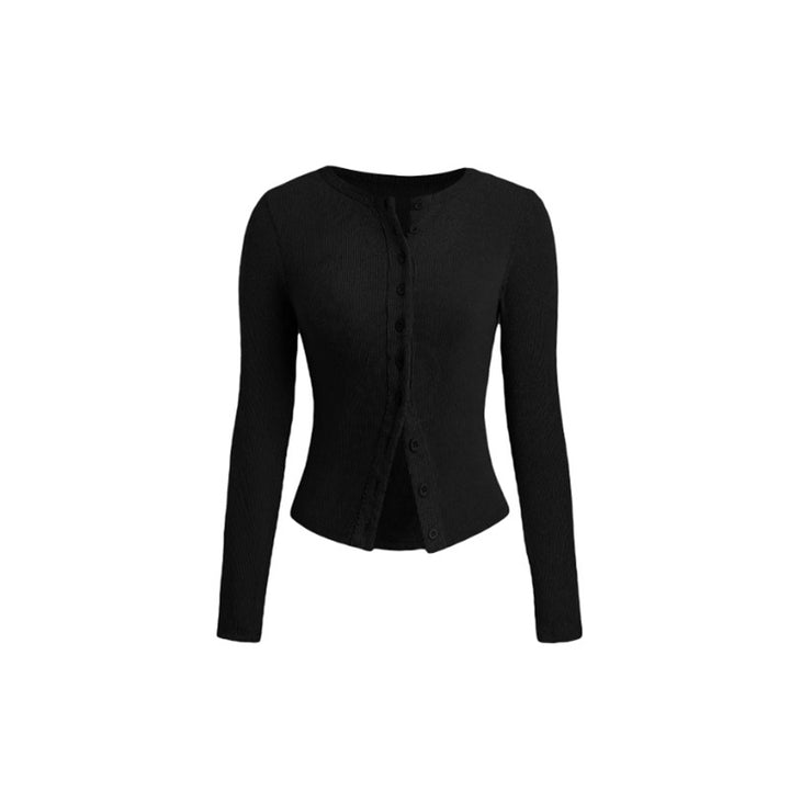 Solid Color Crew Neck Cropped Cardigan