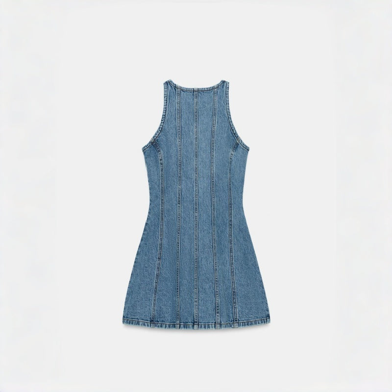 French Seam Mini Denim Dress