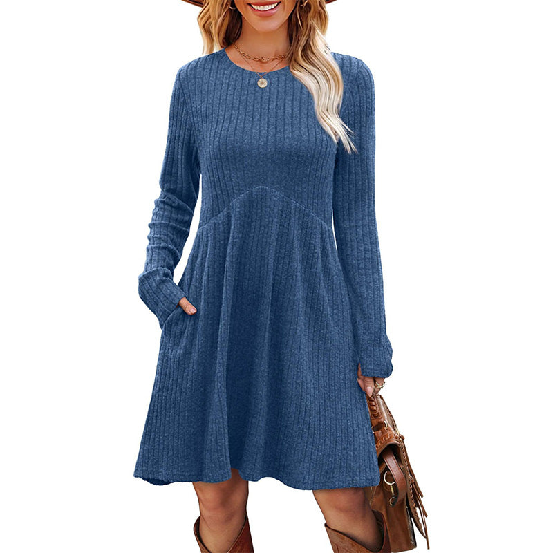 Fall Winter Round Neck Knit Dress