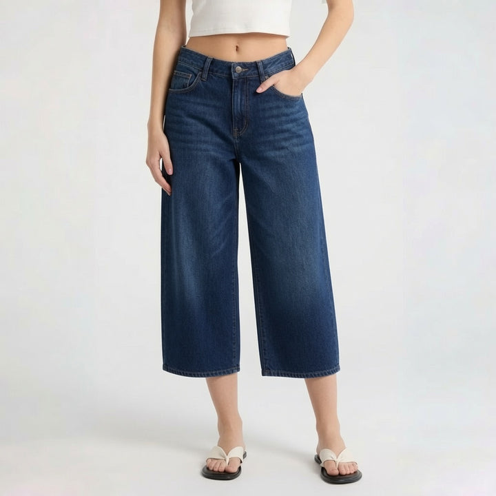 Light Retro High Waist Wide Capri Pants