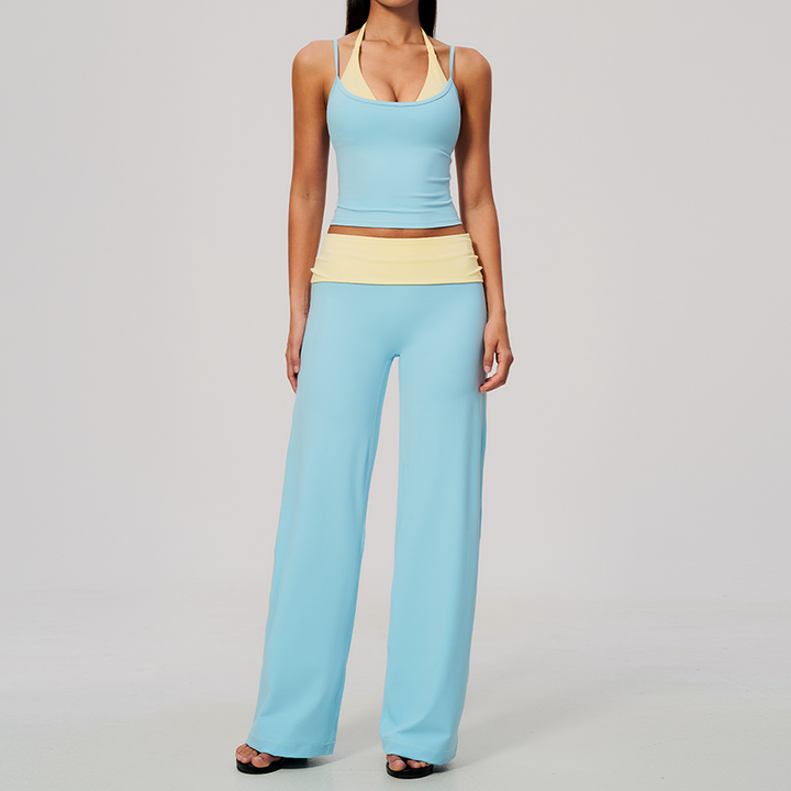 Contrast Color Activewear Two Piece