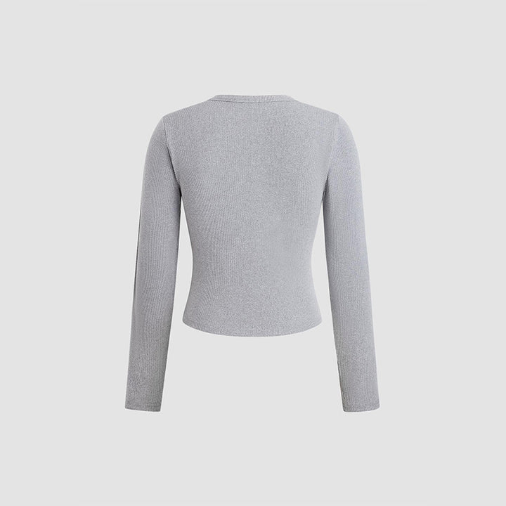 Solid Color Crew Neck Cropped Cardigan
