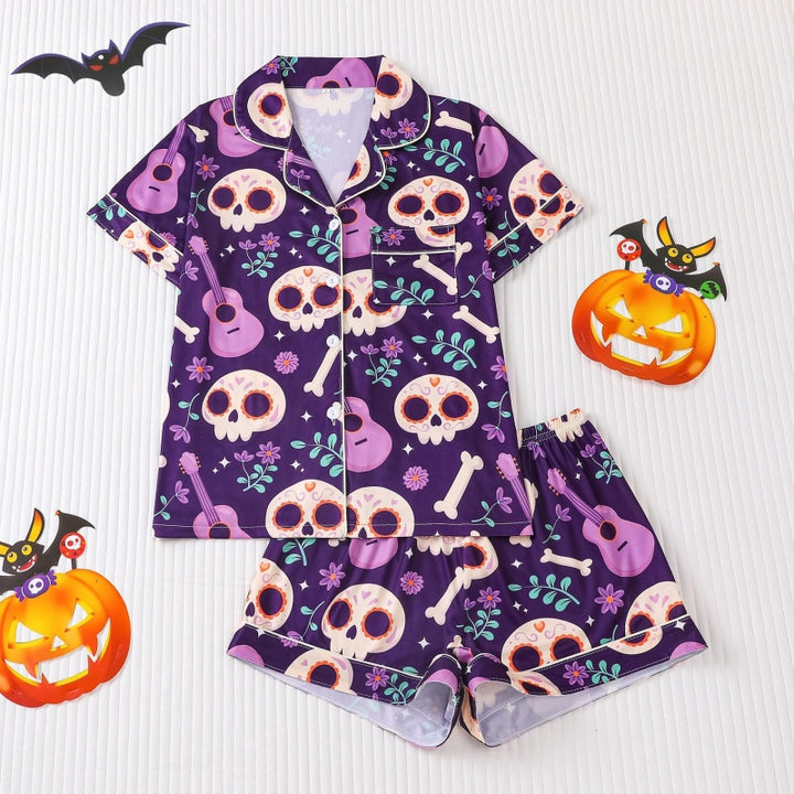 Halloween Button Shorts Pajama Set