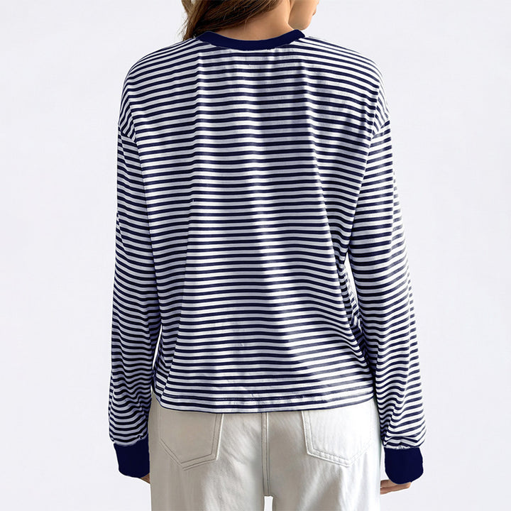 Striped Long Sleeve Crew Neck Tee