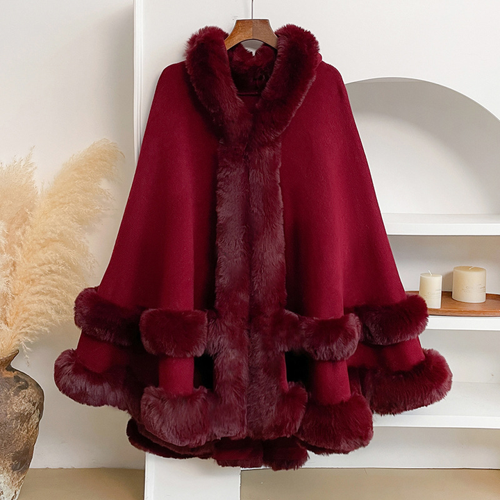 Women Autumn Winter Hooded Cape Coat