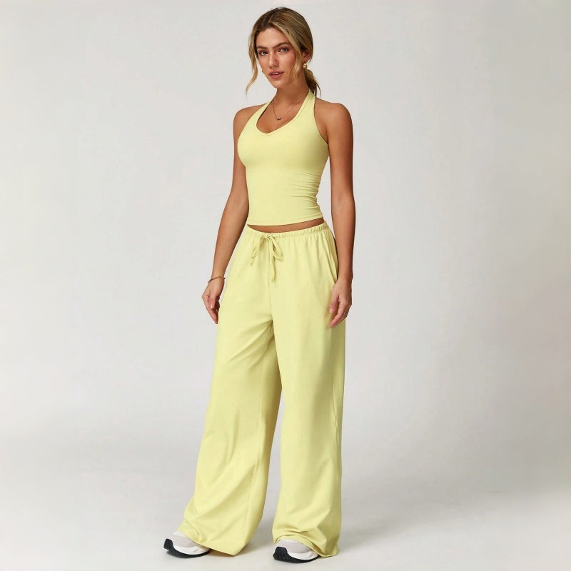 Strappy Back Wide Leg Athleisure Set