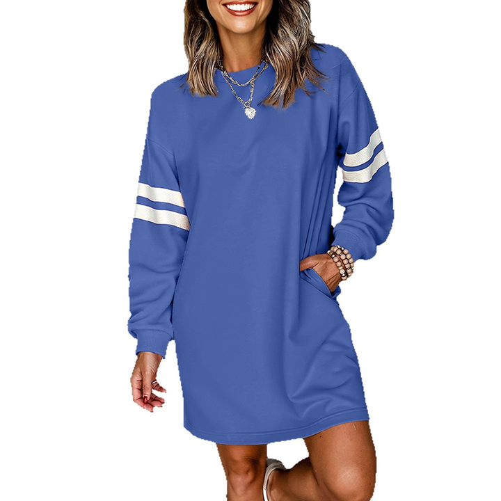 Striped Long Sleeve Sweatshirt Dress