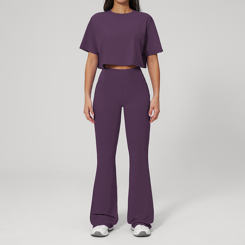 Short Sleeve Flare Workout Set