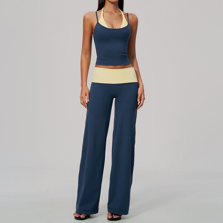 Contrast Color Activewear Two Piece