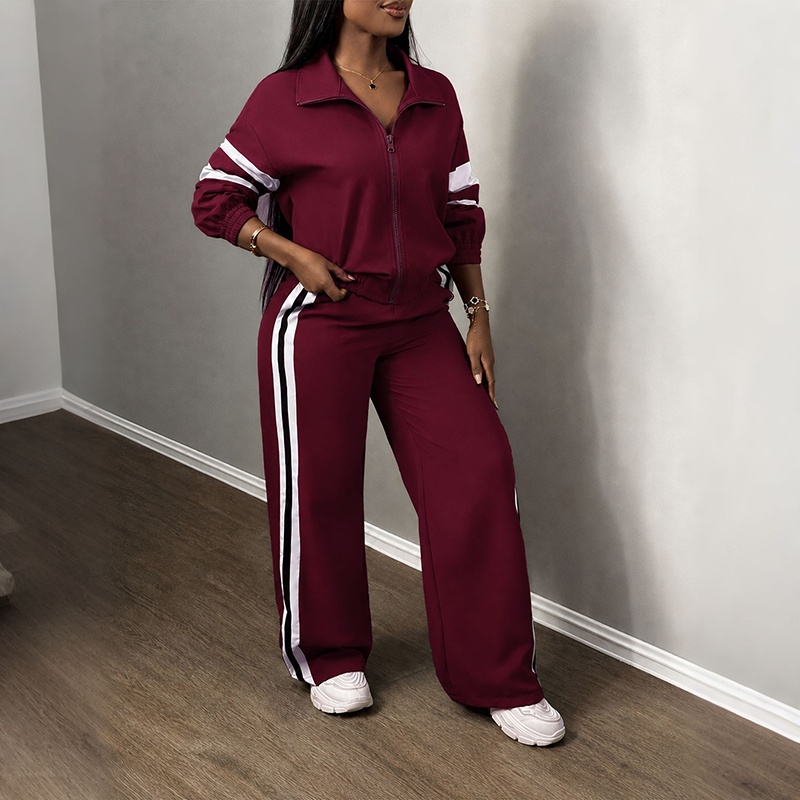 Striped Loose Casual Track Suit Set