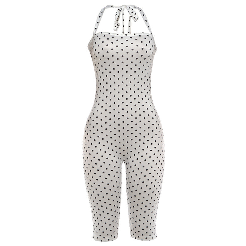 Polka Dot Halter Sleeveless Jumpsuit