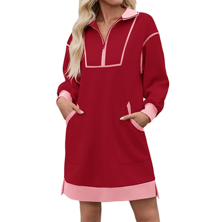 Long Sleeve Half Zip Loose Sport Dress