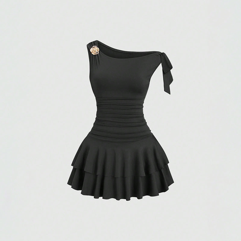 Halter Backless Cake Layer Mini Dress