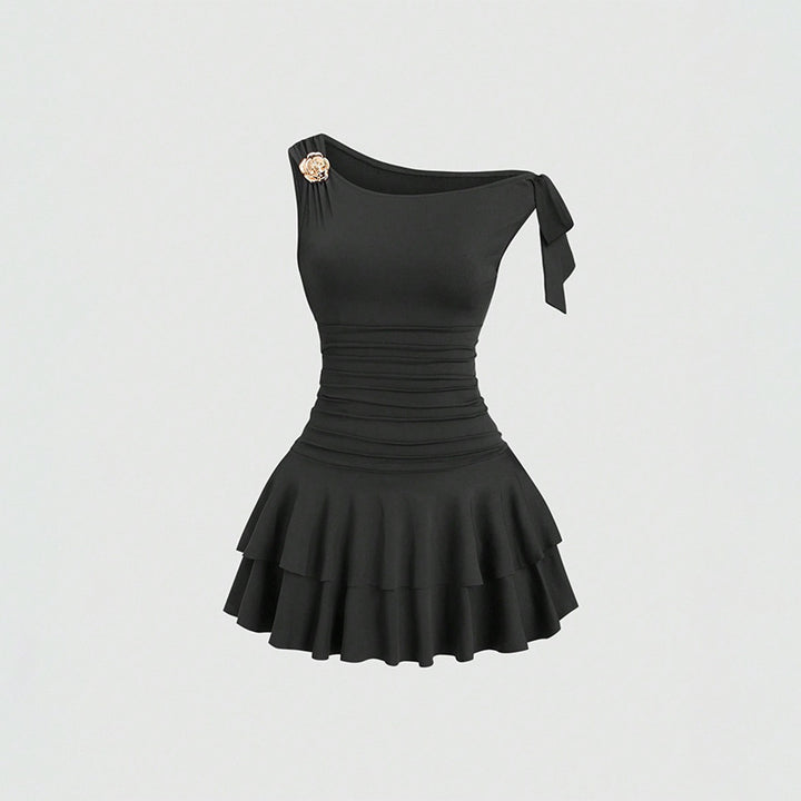 Halter Backless Cake Layer Mini Dress