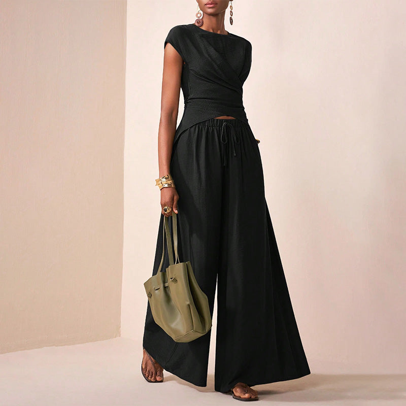 Casual Drawstring Waist Outfit Set