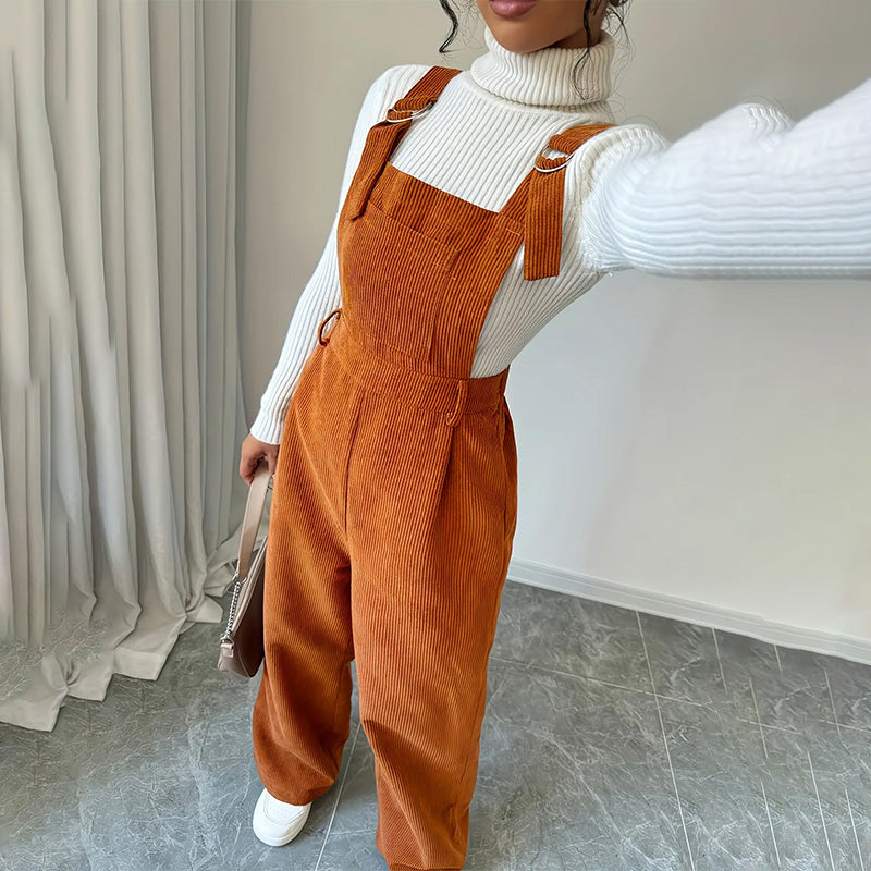 Corduroy Wide Leg Overalls