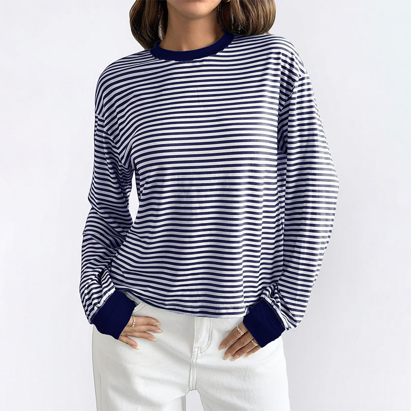 Striped Long Sleeve Crew Neck Tee