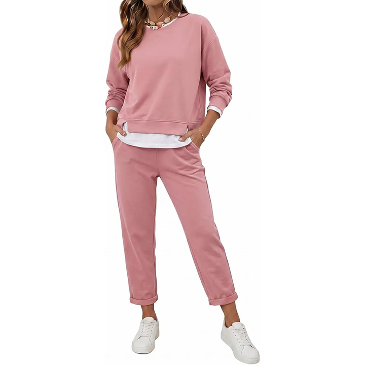 Color Block Sweatshirt Jogger Set