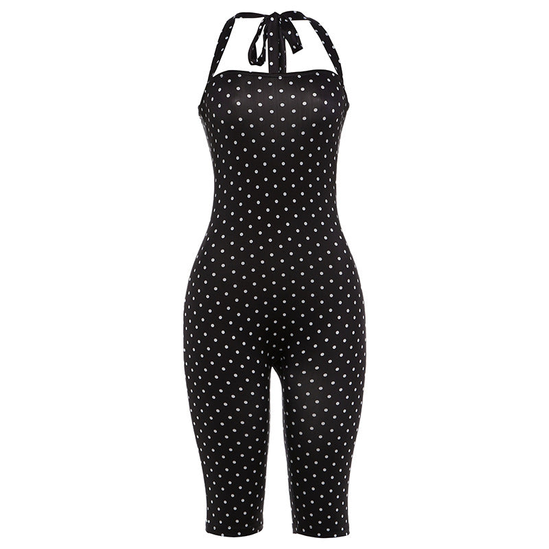 Polka Dot Halter Sleeveless Jumpsuit
