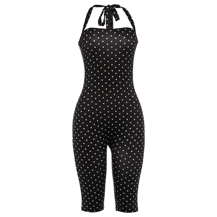 Polka Dot Halter Sleeveless Jumpsuit
