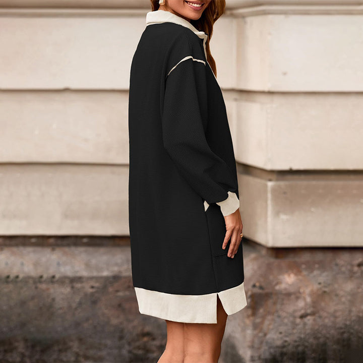 Long Sleeve Half Zip Loose Sport Dress