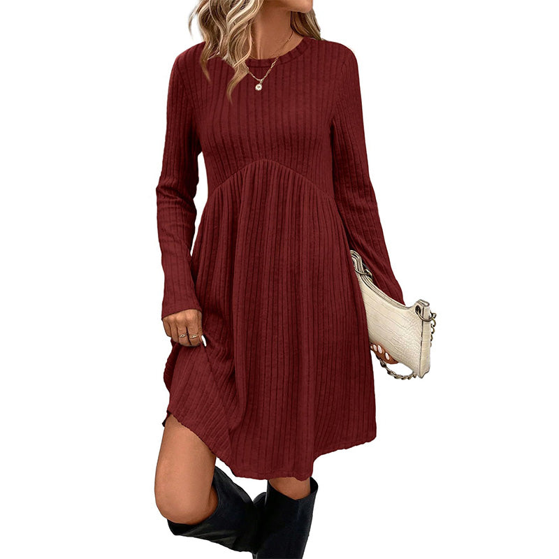 Fall Winter Round Neck Knit Dress