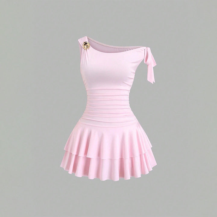 Halter Backless Cake Layer Mini Dress