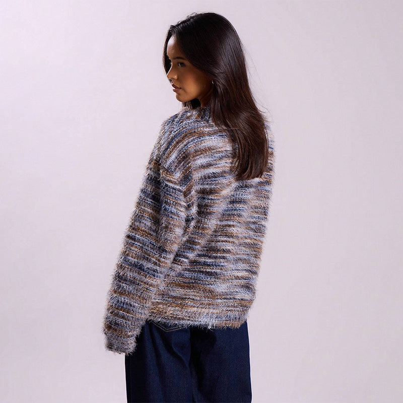 Vintage V Neck Fuzzy Knit Cardigan