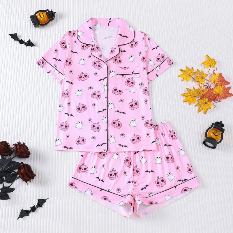 Halloween Button Shorts Pajama Set