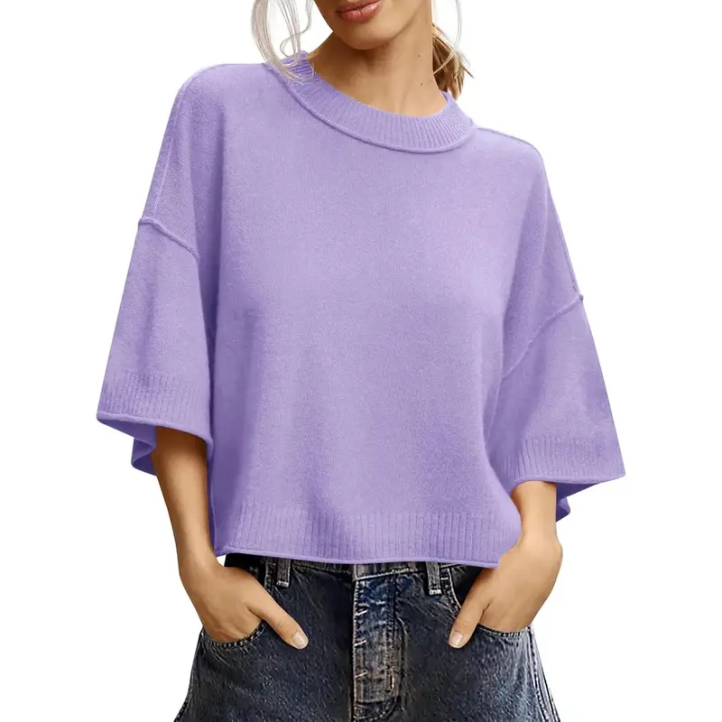 Casual crew neck short sweater