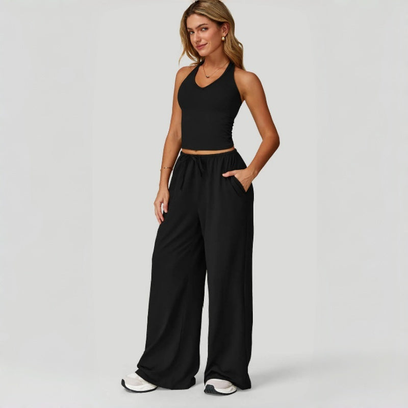 Strappy Back Wide Leg Athleisure Set