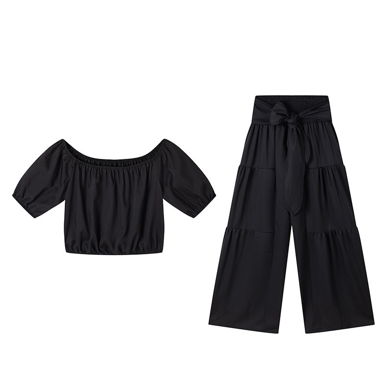 High Waist Wide Leg Tie Set