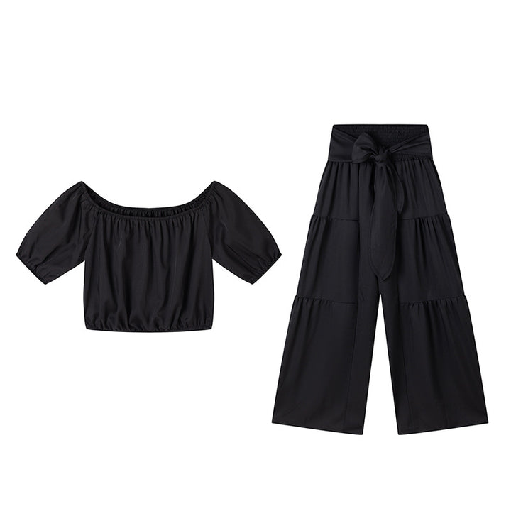 High Waist Wide Leg Tie Set