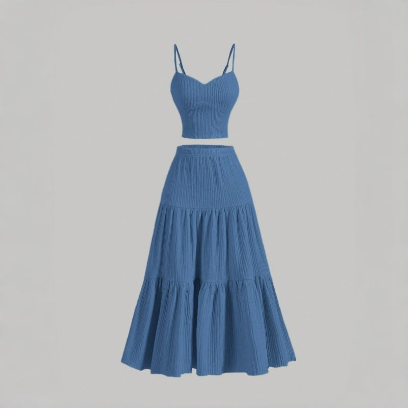 Solid Slim Cami A Line Skirt Set