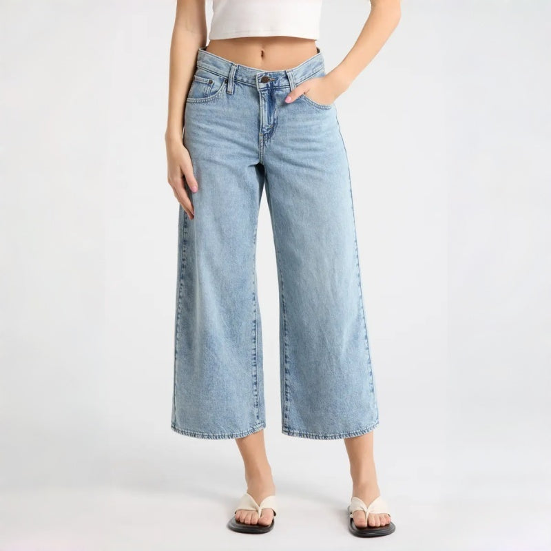 Light Retro High Waist Wide Capri Pants