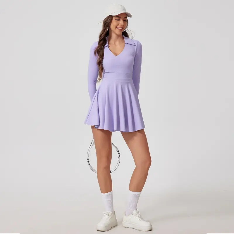 Long Sleeve Active Dress With Shorts