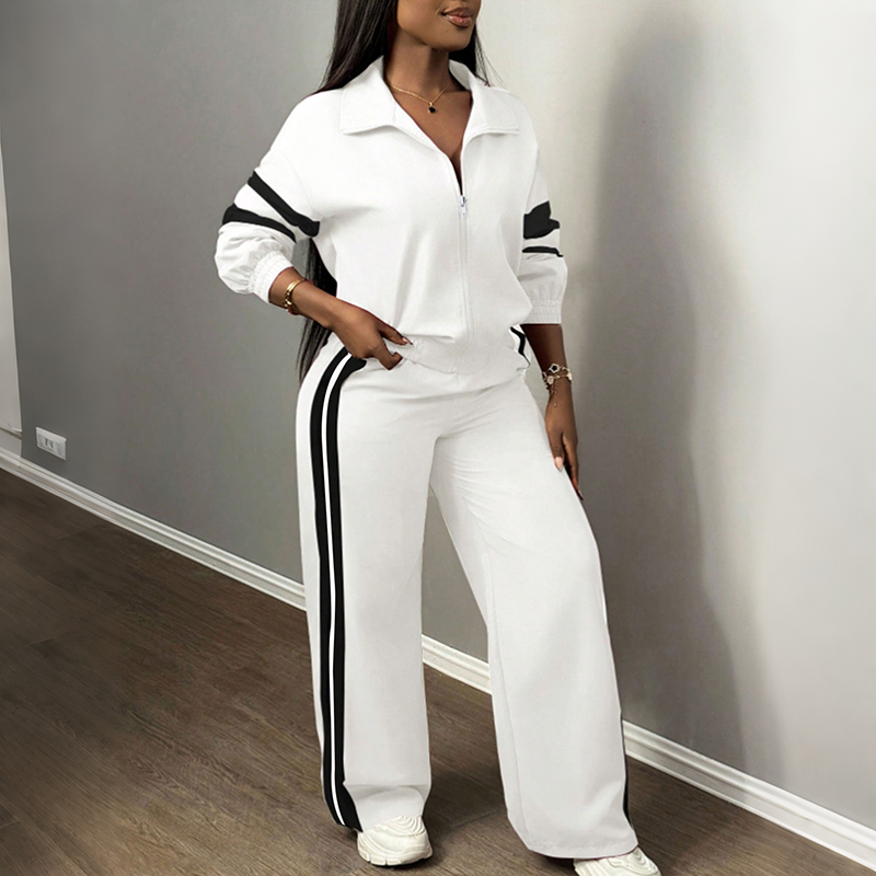 Striped Loose Casual Track Suit Set
