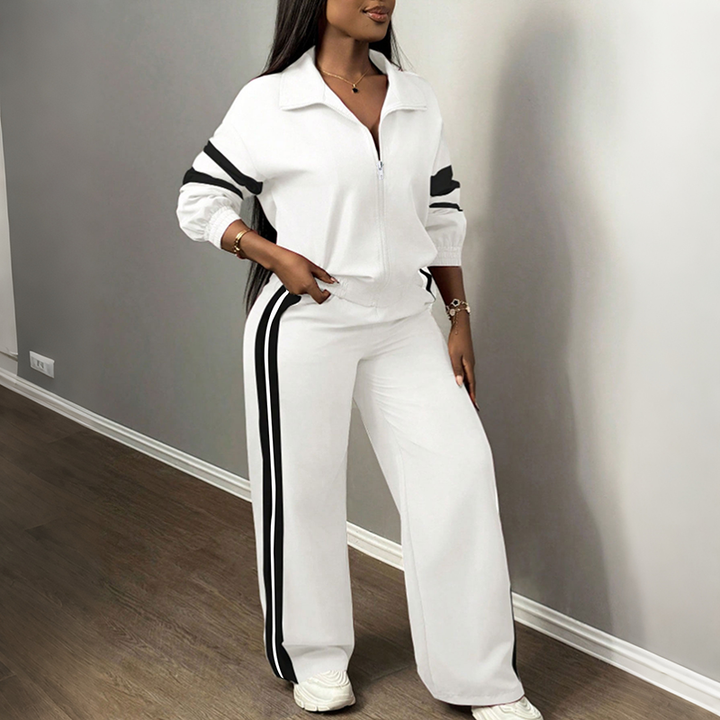 Striped Loose Casual Track Suit Set