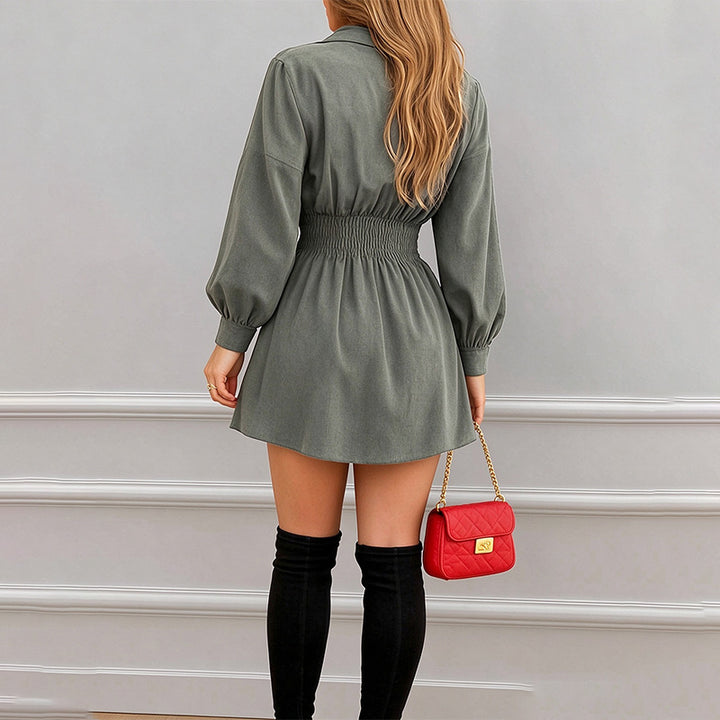 Smocked Waist Shirt Mini Dress