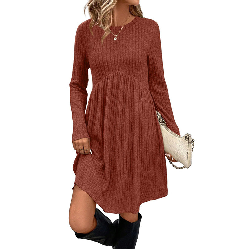 Fall Winter Round Neck Knit Dress