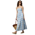 Plaid Strapless Smocked Vacation Dress