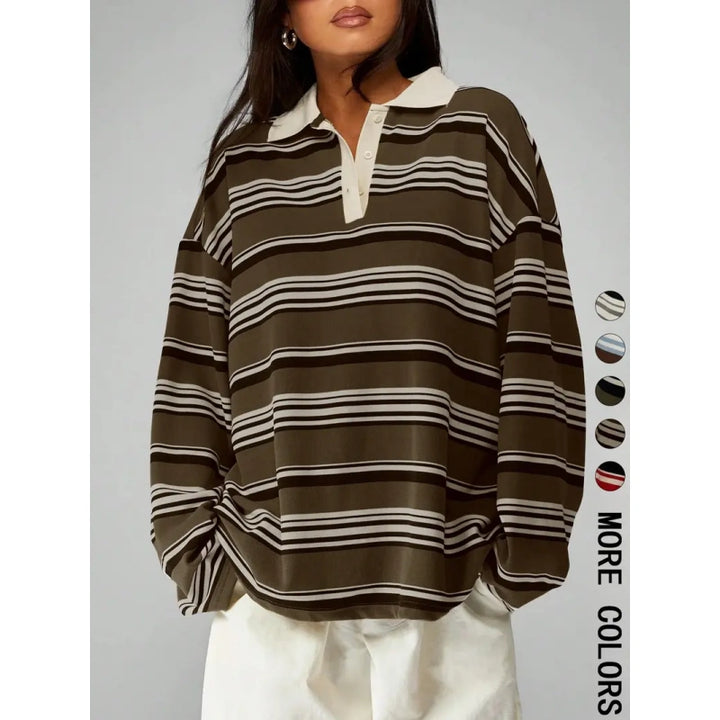 Oversized Striped Rugby Polo