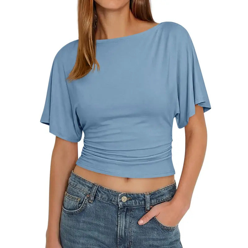 Summer Wrap Viscose Top with Tie Waist