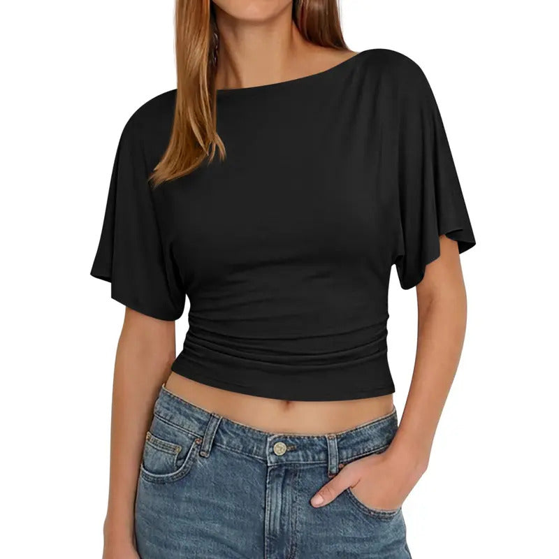 Summer Wrap Viscose Top with Tie Waist