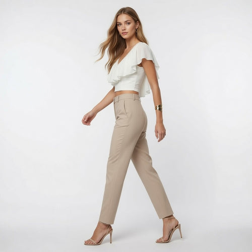 Backless Lace Up V Neck Crop Top