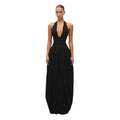 Audrey Hepburn Style Halter Deep V Maxi