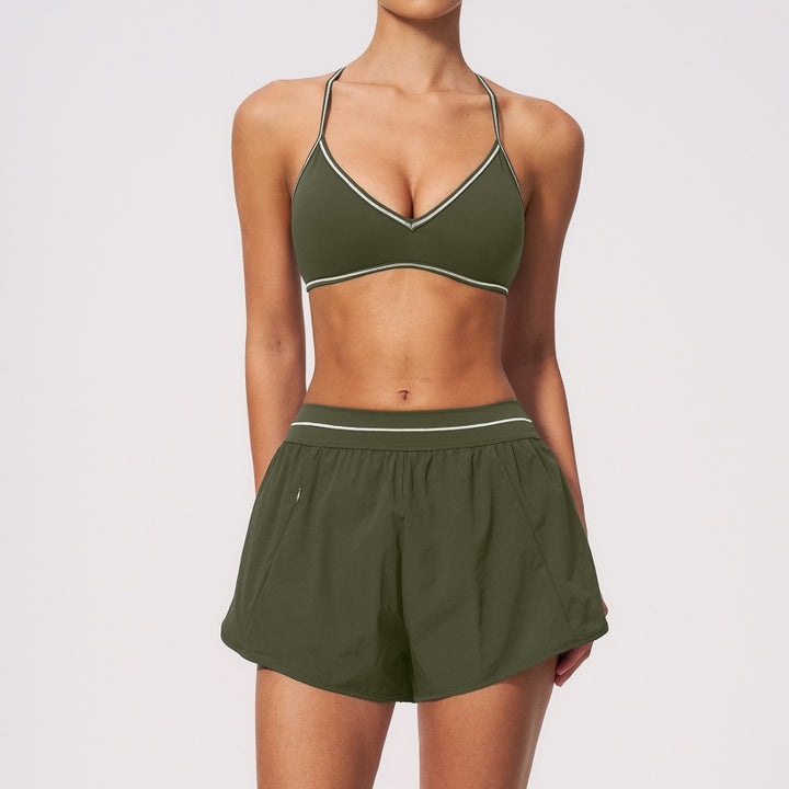 Contrast V Neck Sculpting Active Set